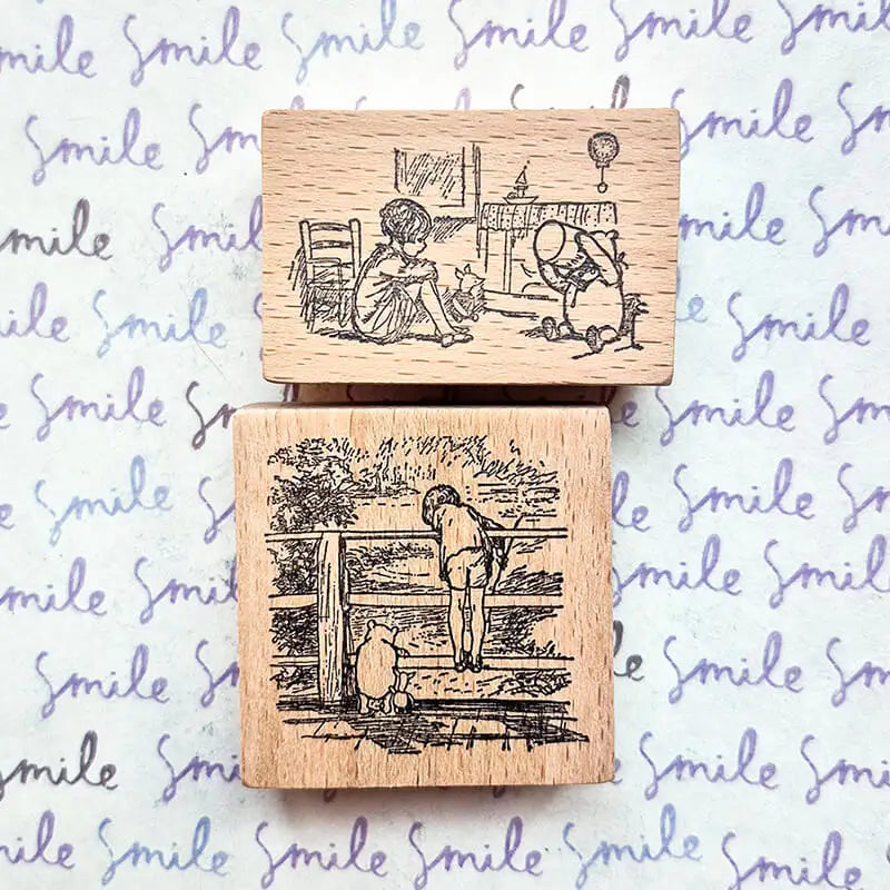 Stamp Pooh Bear Scrapbooking Journaling Diary Decoration  Kawaii Bear Wooden Stamps