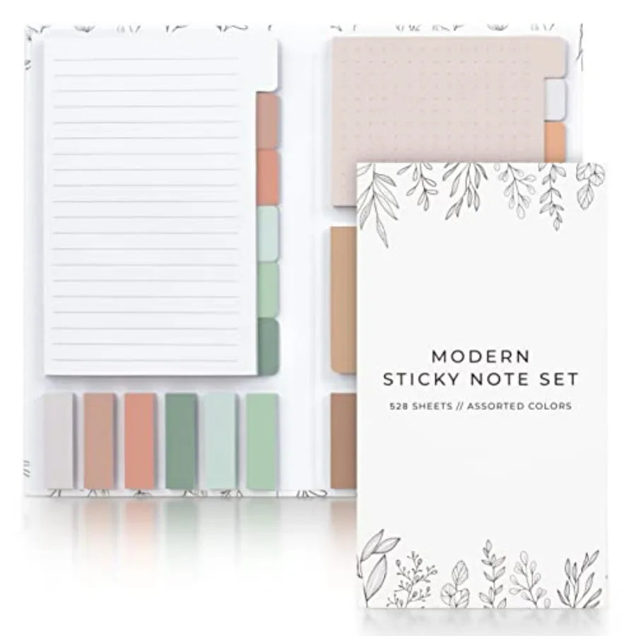 Aesthetic Pastel Sticky Notes Set of 528 with Tabs for Bible Study School College Teachers and Office Use Includes Sturdy Cover