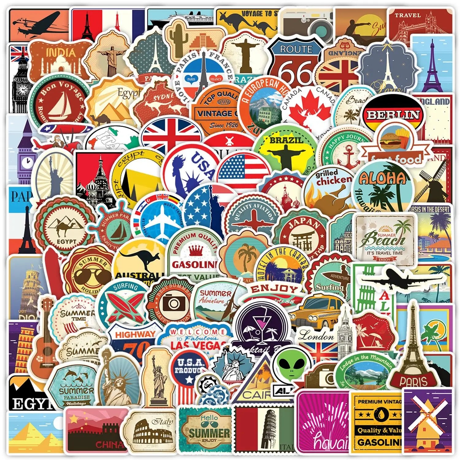 10/50/100PCS Mix World Famous Building Stickers Aesthetic Travel Landmark Decal Graffiti DIY Phone Suitcase Luggage Guitar Decal