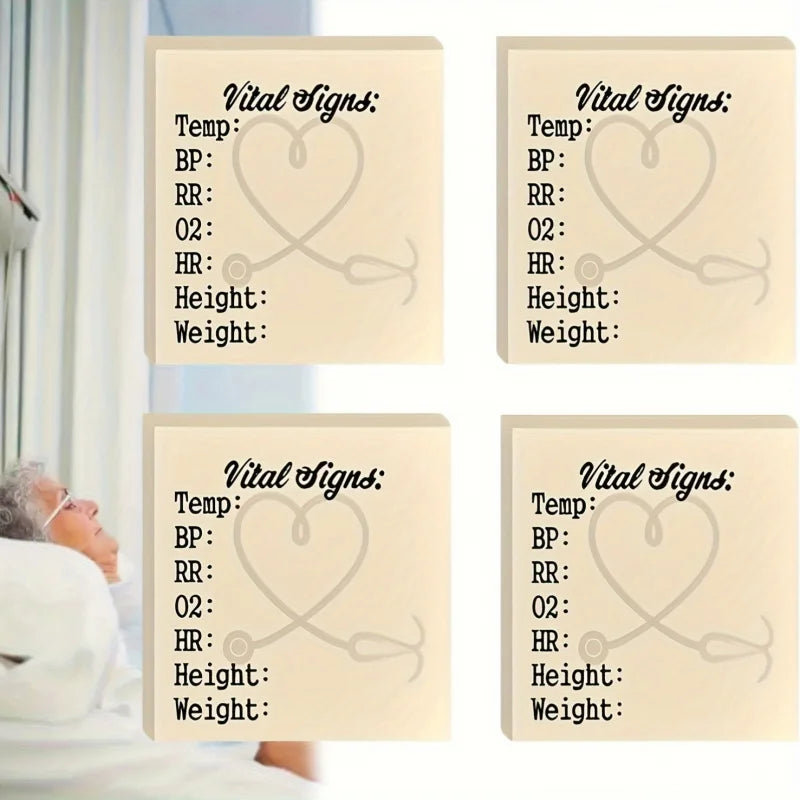 1/2/4pcs Nurse Sticky Notes - Daily Monitoring Notebook，Patient Health Examination Form，Pocket Size，HR BP Oxygen Level Record，40